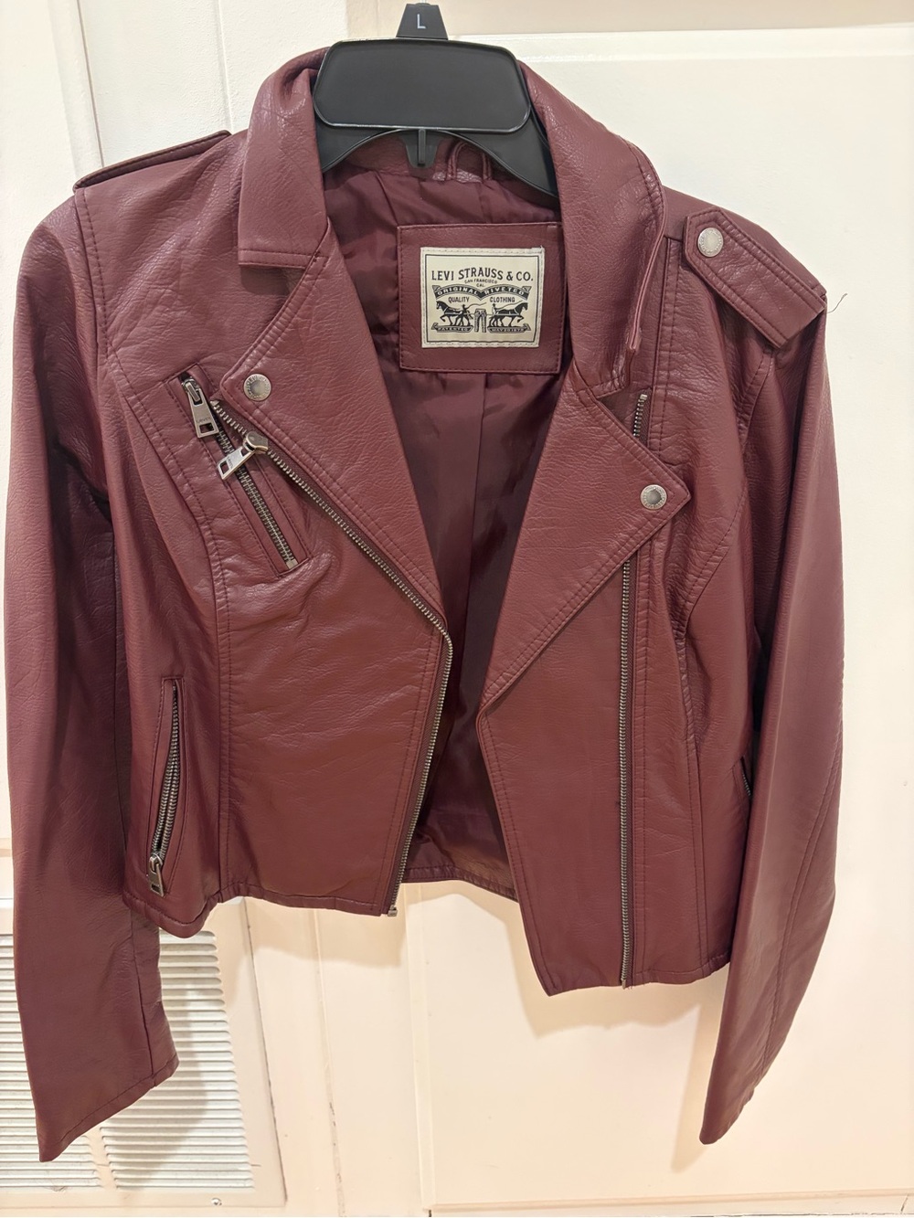 Levi's Women's Wine Faux Leather Moto Jacket